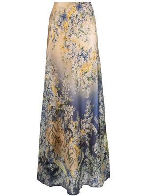 ZIMMERMANN jupe en soie Tama à fleurs - Orange