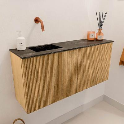 Toiletmeubel Mondiaz Joya Dlux | 90 cm | Meubelkleur Oak | Faye wastafel Lava Wasbak Links | Zonder kraangat(en)