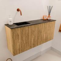 Toiletmeubel Mondiaz Joya Dlux | 90 cm | Meubelkleur Oak | Faye wastafel Lava Wasbak Links | Zonder kraangat(en)