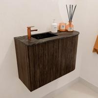 Toiletmeubel Mondiaz Joya Dlux | 61.6 cm | Meubelkleur Walnut | Faye wastafel Lava Wasbak Links | 1 kraangat