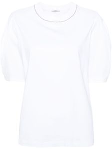 Peserico t-shirt en coton stretch à détails de perles - Blanc