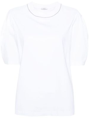 Peserico t-shirt en coton stretch à détails de perles - Blanc