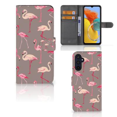 Samsung Galaxy M14 | Telefoonhoesje | Met pasjeshouder | Flamingo