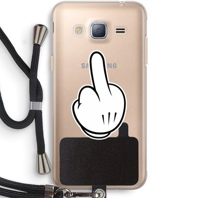 Middle finger black: Samsung Galaxy J3 (2016) Transparant Hoesje met koord