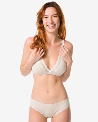 HEMA Dames brazilian rib met kant naturel (naturel)