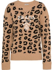 Prada pull à motif léopard - Marron