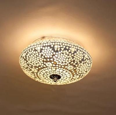 Plafondlamp rond mozaïek wit 2X E14 fitting 250mm