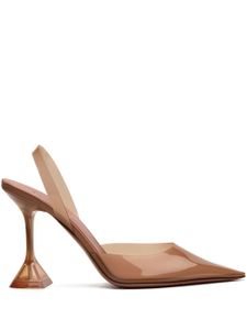 Amina Muaddi escarpins Holli Glass 95 mm à bride arrière - Marron