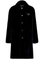 Prada manteau en peau lainée - Noir