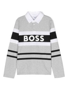 BOSS Kidswear polo rayé à logo poitrine brodé - Gris