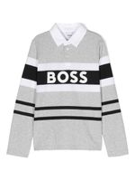 BOSS Kidswear polo rayé à logo poitrine brodé - Gris - thumbnail