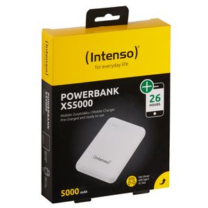 Intenso XS5000 Powerbank 5000 mAh LiPo USB-A, USB-C, Micro-USB Wit Statusweergave