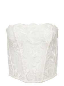 Fleur Du Mal haut-corset en dentelle fleurie - Blanc