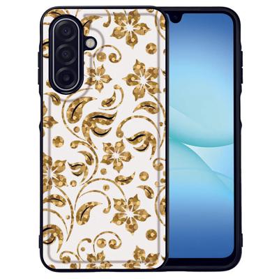 Samsung Galaxy A17 | PU Kunstleer Hoesje Gouden Bloemen