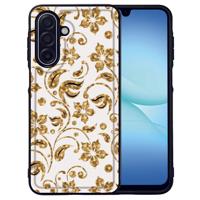 Samsung Galaxy A17 | PU Kunstleer Hoesje Gouden Bloemen