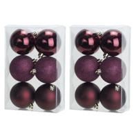 Cosy & Trendy Kerstballen - 12x st - bordeaux rood - 8 cm - kunststof - kerstversiering