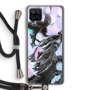 Pastel zwart: Samsung Galaxy A12 Transparant Hoesje met koord
