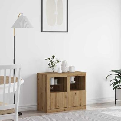 Bijzetkast 2 pcs artisanaal eikenkleurig 41 x 37 x 67 cm