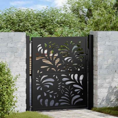 Poort met golfontwerp 105x106 cm staal zwart