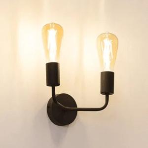 Wandlamp zwart &apos;Jaco&apos; 2x e27 fitting led industrieel modern 225mm