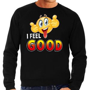 Funny emoticon sweater I feel good zwart heren