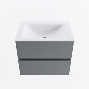 MONDIAZ VICA 60cm badmeubel onderkast Plata 2 lades. Wastafel CLOUD midden 1 kraangat, kleur Talc.