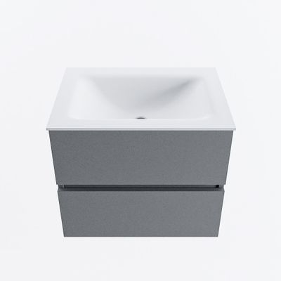 MONDIAZ VICA 60cm badmeubel onderkast Plata 2 lades. Wastafel CLOUD midden 1 kraangat, kleur Talc.
