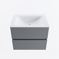 MONDIAZ VICA 60cm badmeubel onderkast Plata 2 lades. Wastafel CLOUD midden 1 kraangat, kleur Talc.