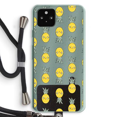 Ananas: Pixel 5a 5G Transparant Hoesje met koord