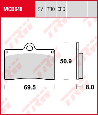 TRW Remblokken, en remschoenen voor de moto, MCB540TRQ Sinter track