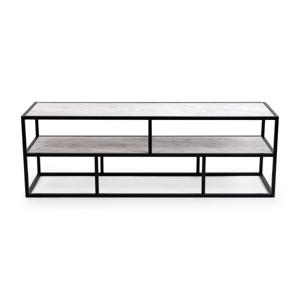 Tv-meubel 'Luuk' 150cm, kleur zwart / wit marmer