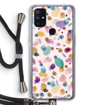 Terrazzo Memphis Pink: OnePlus Nord N10 5G Transparant Hoesje met koord