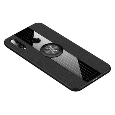 Voor Huawei Nova 4e XINLI stiksels doek Textue schokbestendig TPU beschermhoes met ring houder (zwart)