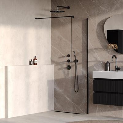 BRAUER Oblivion Inloopdouche - 60x200cm - glascoating - helder glas - mat zwart GS-OBI1H60200MZ