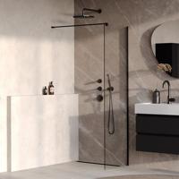 BRAUER Oblivion Inloopdouche - 60x200cm - glascoating - helder glas - mat zwart GS-OBI1H60200MZ BRAUER Oblivion Inloopdouche - 60x200cm - glascoating - helder glas - mat zwart GS-OBI1H60200MZ