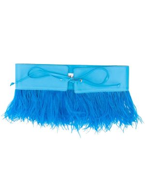 The Attico ceinture bordée de plumes - Bleu