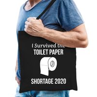 I survived the toilet paper shortage 2020 tas zwart voor heren - thumbnail