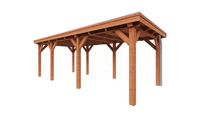 Trendhout Overkapping Siena 715x350 cm- Plat dak- Onbehandeld lariks Douglas hout- Trendhout