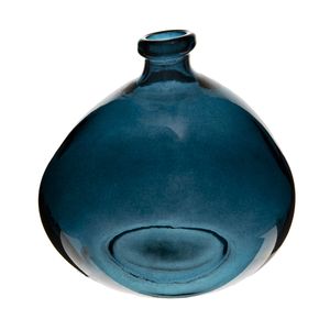 Atmosphera bloemenvaas Organische bol fles vorm - blauw transparant - glas - H22 x D21 cm