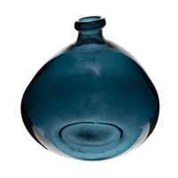 Atmosphera bloemenvaas Organische bol fles vorm - blauw transparant - glas - H22 x D21 cm - thumbnail