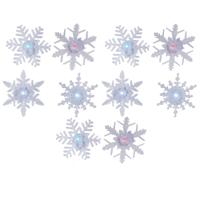 Verlichte sneeuwvlok - 10x - zuignap - raamdecoratie - 10 cm - LED - raamversiering