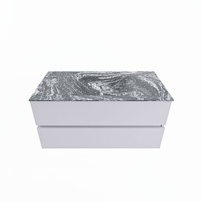 MONDIAZ VICA-DLUX 100cm badmeubel onderkast Cale 2 lades. Inbouw wastafel CLOUD midden zonder kraangat, kleur Lava.