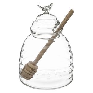 Glazen honingpot met honinglepel/stokje 400ml