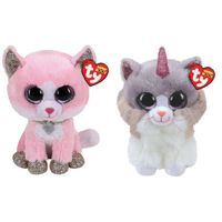 Ty - Knuffel - Beanie Buddy - Fiona Pink Cat & Asher Cat