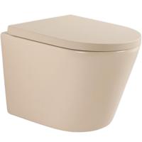 QeramiQ Dely Wandclosetset - 36.3x51.7cm - diepspoel - rimless - 35mm zitting - beige SW1000764/SW1000771 QeramiQ Dely Wandclosetset - 36.3x51.7cm - diepspoel - rimless - 35mm zitting - beige SW1000764/SW1000771