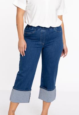 Yoek Jeans cropped met omslag | Indigo | Maat 58/60