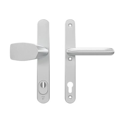 AXA AXA veiligheidsbeslag voordeur Oval Plus smalschild Wing knop/U-kruk PC92 met kerntrekbeveiliging SKG3 - aluminium