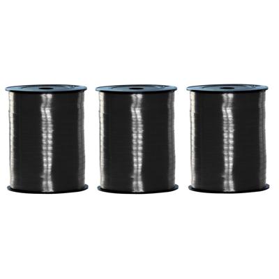 Sierlint of cadeaulint - 3x - zwart - dun - 500 meter x 0.5 cm - Feestartikelen en versiering