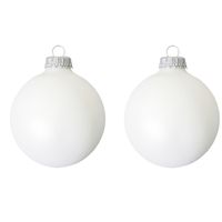 16x Satijn witte glazen kerstballen mat 7 cm kerstboomversiering - thumbnail