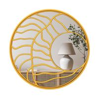 φ80cm Decoratieve Wandspiegel met Gouden Lijst Asymmetrische Grote Spiegel Ronde Wanddecoratie voor de Woonkamer